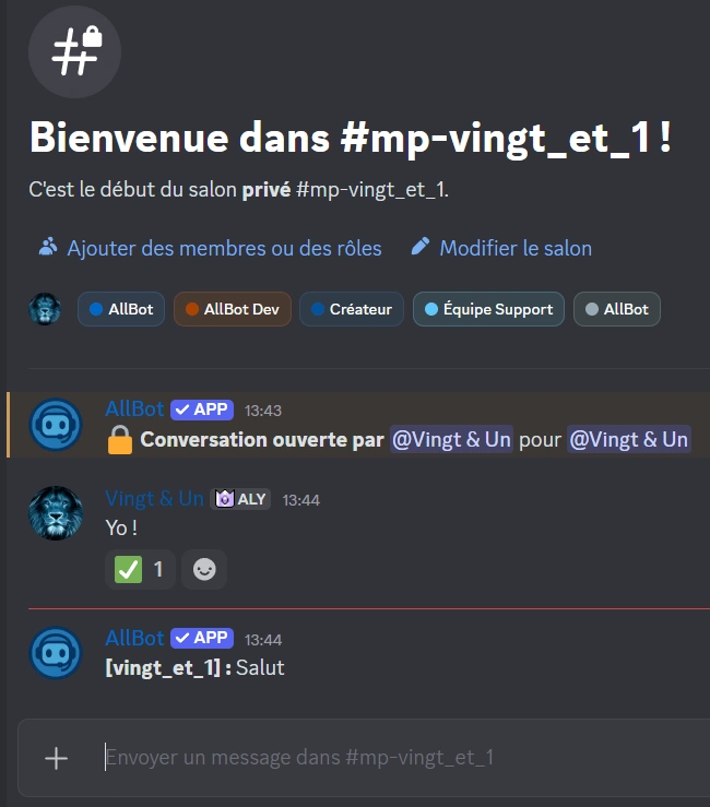 Exemple de canal privé fermé