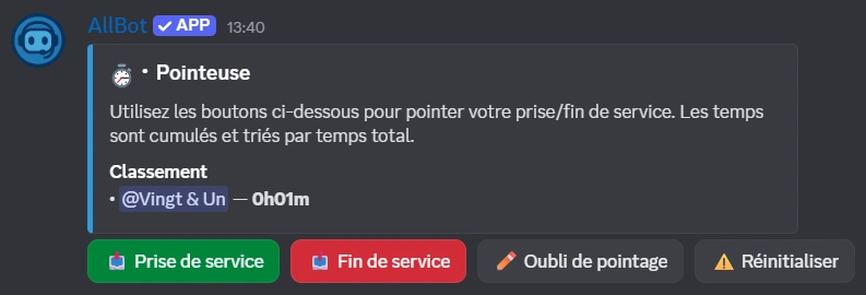 Exemple de pointeuse AllBot
