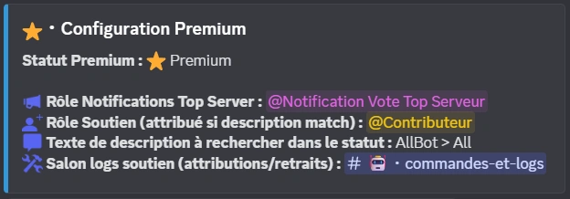 Exemple d'avantages Premium