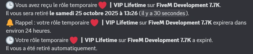 Exemple de confirmation de rôle temporaire