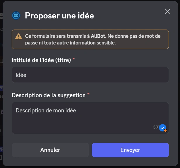 Exemple de suggestion AllBot